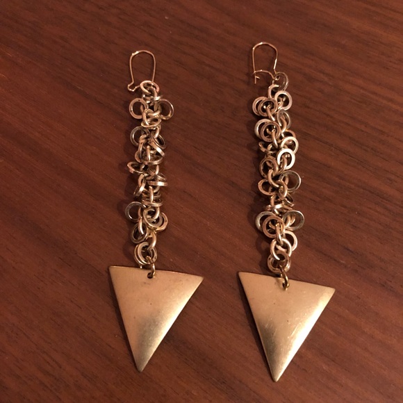 independent Jewelry - Brass geometric triangle duster earrings